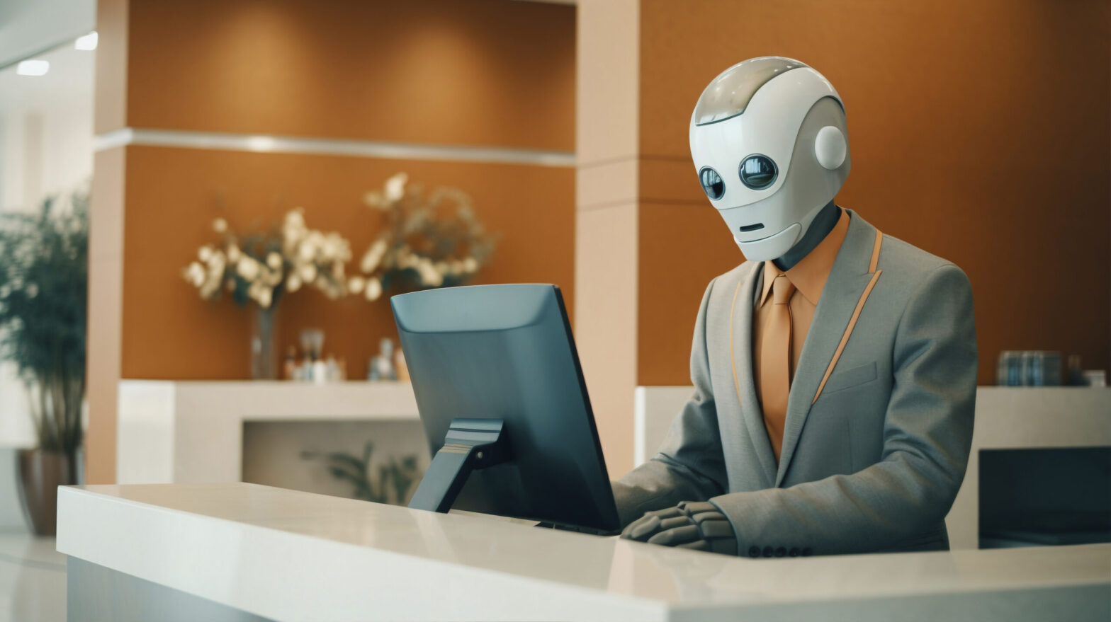 ai agent in front of computer