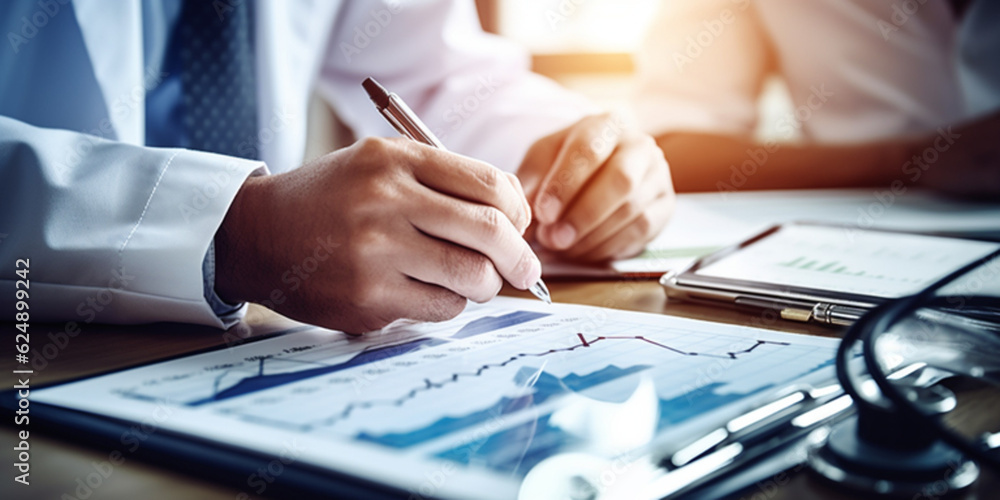 Healthcare business concept, Medical examination and graph data growth of business